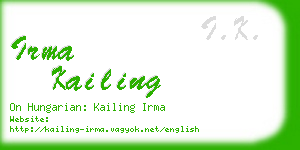 irma kailing business card